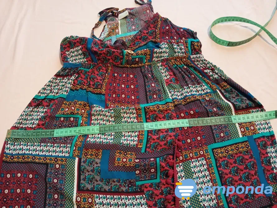 Vestido largo con estampado y detalles de pompones Floresta - imagen 5