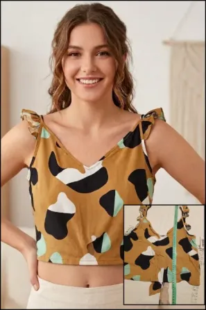 Top musculosa, con volado, espalda abierta. Nueva Floresta