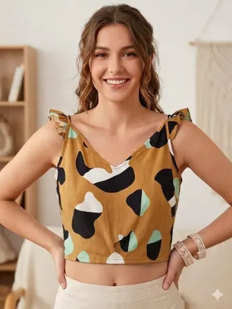 Top musculosa, con volado, espalda abierta. Nueva Floresta