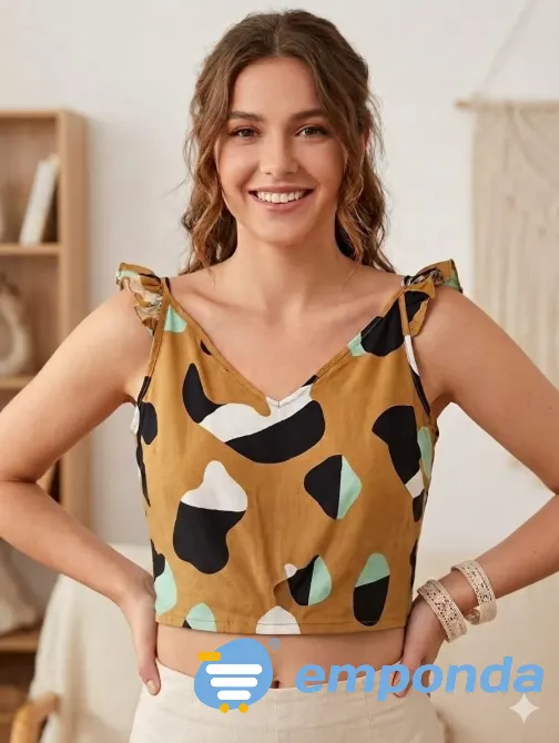 Top musculosa, con volado, espalda abierta. Nueva Floresta - imagen 2
