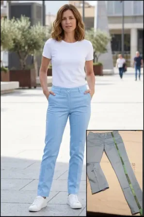 Pantalon tobillero, tipo de vestir, celeste. Nuevo Floresta