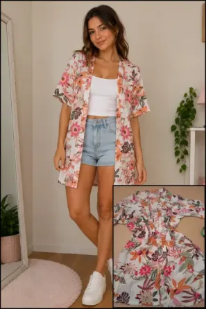 Kimono estampado manga corta. IMPECABLE Floresta