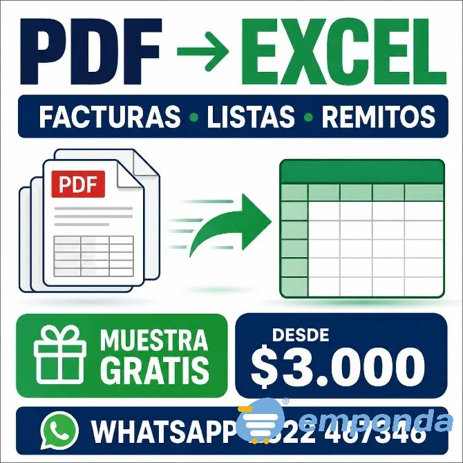 Paso facturas, PDF y listas a Excel Mendoza - imagen 1