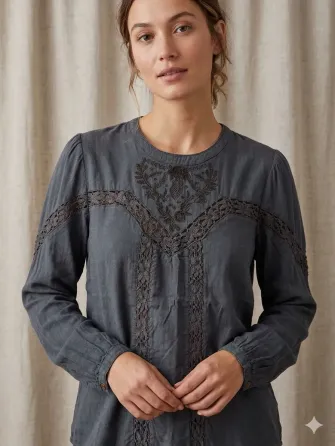 Blusa combinada, manga larga. Rapsodia. Impecable Floresta