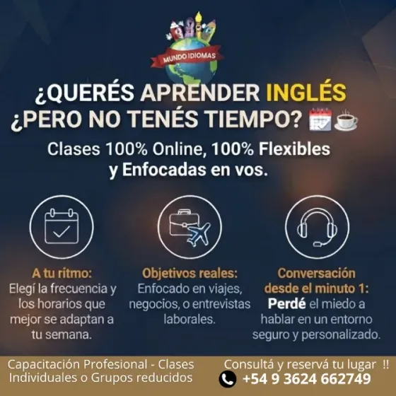 INGLES ONLINE INDIVIDUAL ADULTOS - Apoyo escolar prim/secun Barranqueras