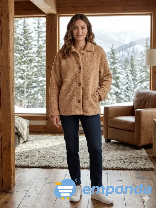 Campera de corderito, abotonada. Impecable Floresta - imagen 1