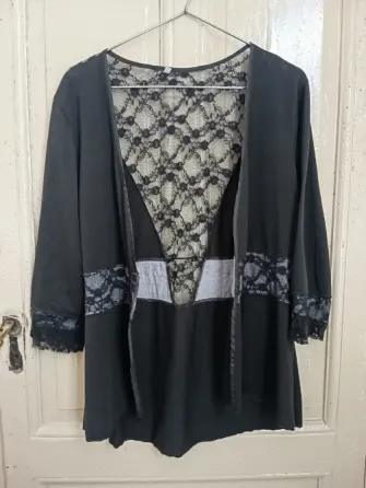Saco abierto tipo cardigan, combinado Floresta