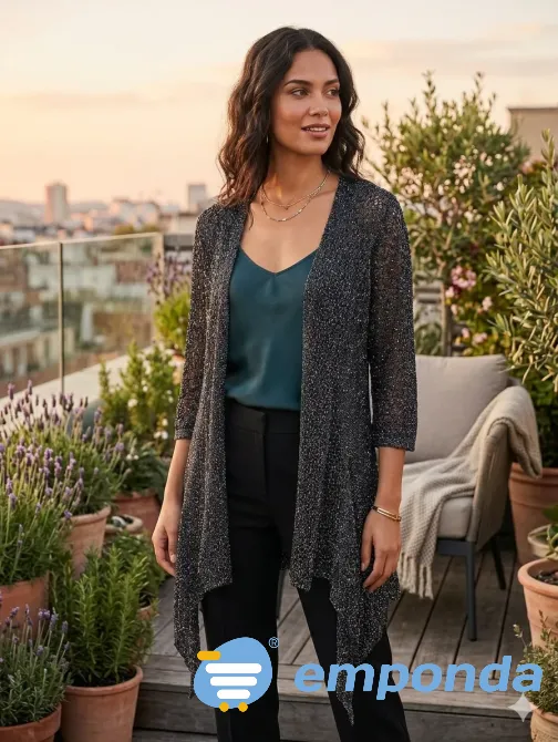 Cardigan tipo kimono con brillos, super delicado. Impecable Floresta - imagen 1