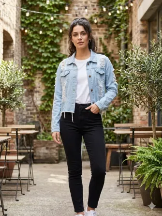 Campera de jean con roturas. Perfecto estado Floresta