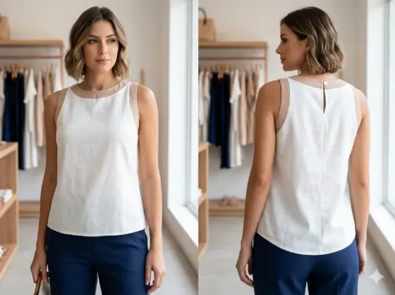 Blusa corta, elegante, combinada Floresta