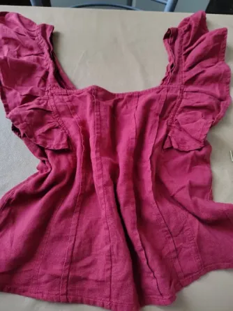 Blusa, top terracota, escote cuadrado Floresta