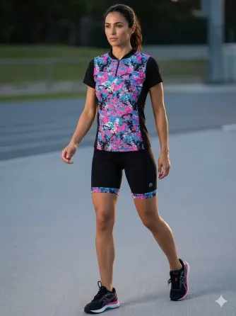 Conjunto deportivo, calza corta y remera Floresta