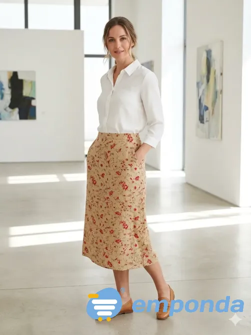Falda superpuesta, largo tres cuartos, elegante Floresta - imagen 1