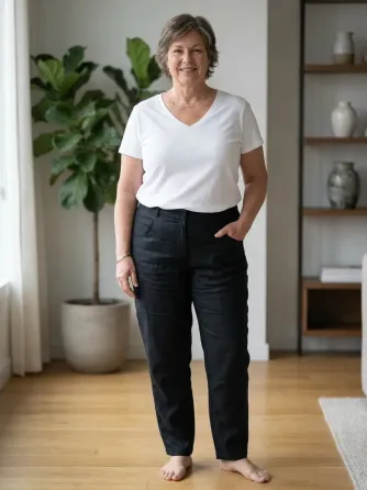 Pantalon recto de gabardina, super amplio Floresta