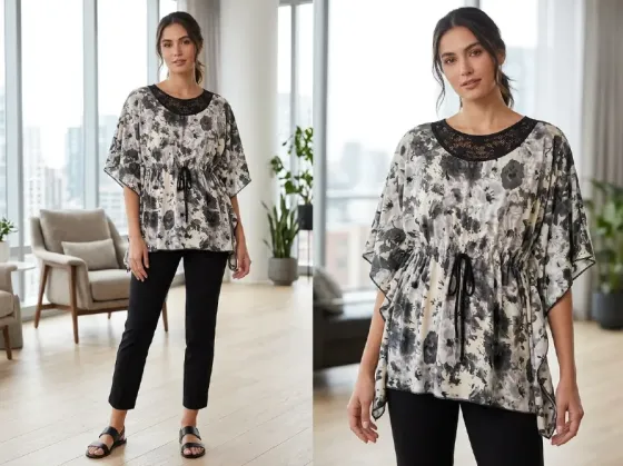 Blusa suelta con elastico en cintura Floresta