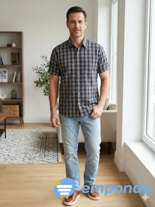 Camisa cuadriculada, manga corta de hombre Floresta - imagen 1
