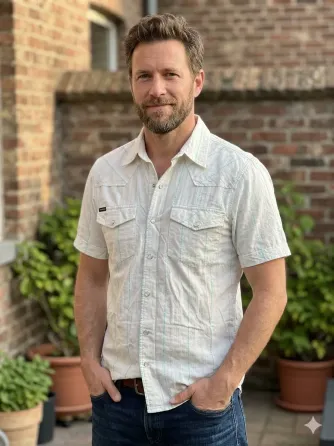 Camisa rayada, manga corta de hombre Floresta